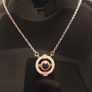 Stamped925 Rose gold global I love you necklace